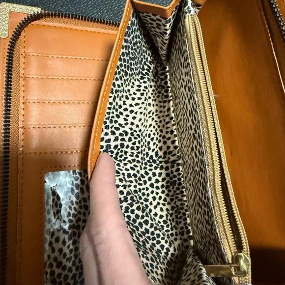 Geometric Brown Wristlet with Gold Accents - Picture 5 of 7